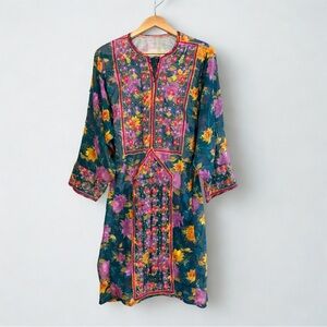 🪲 Traditional Afghan Kandahari / Herati Floral Embroidered Dress – M